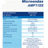 HORNO DE MICROONDAS AURUS MOD. AMP11SS 1.1P3 ACERO INOXIDABLE**