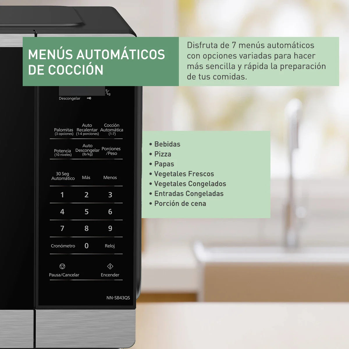 HORNO DE MICROONDAS PANASONIC NN-SB43QSRPH .9p3 NGO/PLATA **