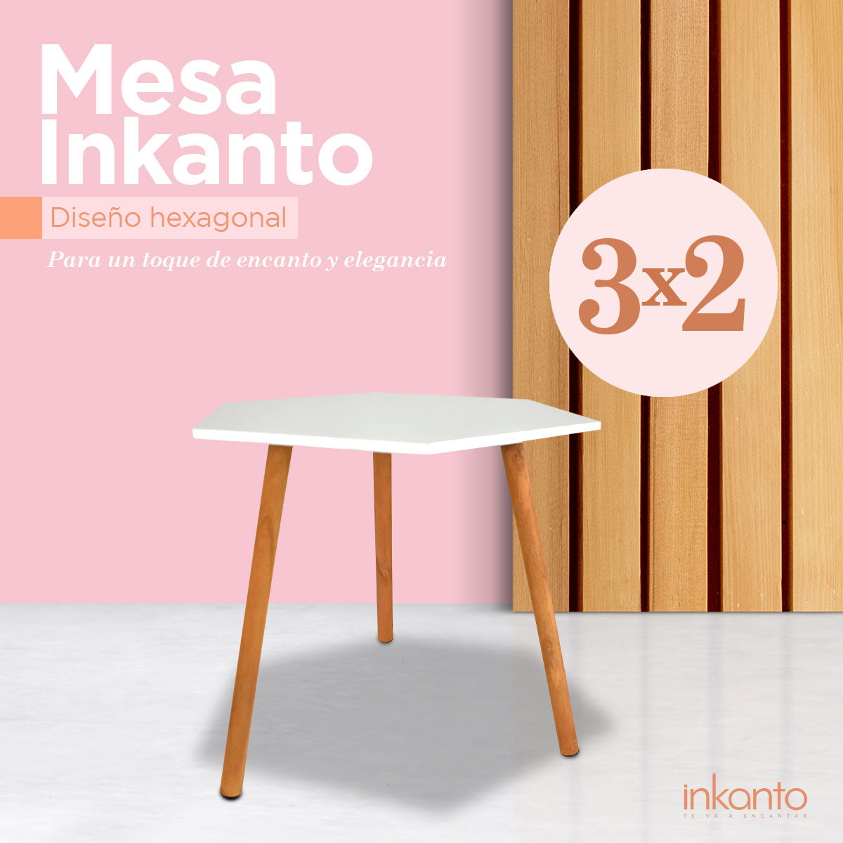 Mesa Inkanto Hexagonal Blanca ¡3x2!