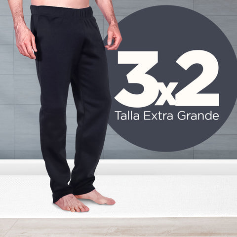 3X2 en Pants de Felpa Color Negro Extra Grande