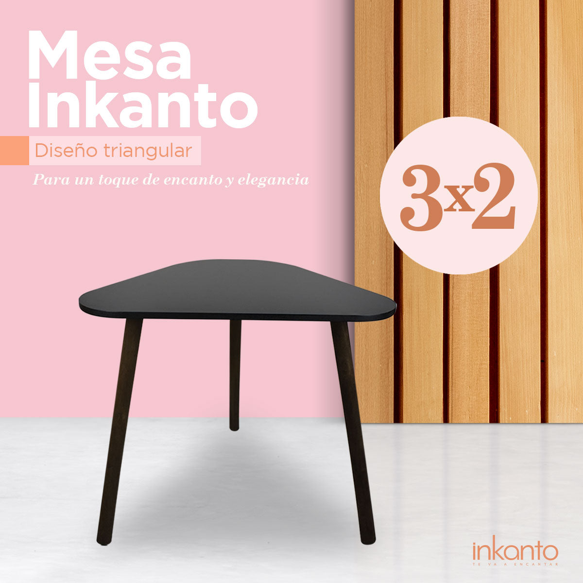 Kit de Mesas, Forma Triangular Negra ¡Llévate 3 y paga 2!