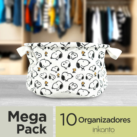 Mega Pack de 10 Cajas Redondas para Almacenamiento Peanuts, Organizador Non Woven