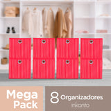 Mega Pack de 8 Cajas Cuadradas para Almacenamiento, Organizador Non Woven Rojo