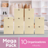 Mega Pack de 10 Cajas Cuadradas para Almacenamiento color Crema, Organizador Non Woven