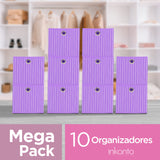 Mega Pack de 10 Cajas Cuadradas color Morado para Almacenamiento, Organizador Non Woven