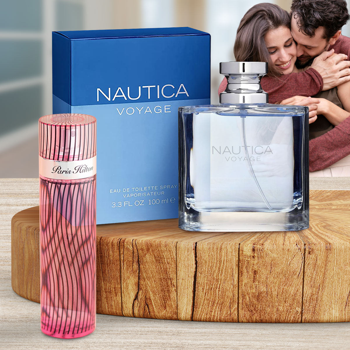 Paquete Enamorados, Set de Fragancia Nautica Voyage para Caballero 100ml. y Fragancia Paris Hilton para Dama 100ml.