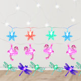 Paquete Navidad con 1 Serie de Luces en Forma de Copo de Nieve, 1 Serie de Luces en Forma de Red, 1 Serie de Luces de Libélula y 1 Serie de Luces en Forma de Flamingos