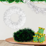 Paquete Navidad con 1 Corona Navideña, 2 Guirnaldas de Tinsel y Mini Tamborcitos color Verde