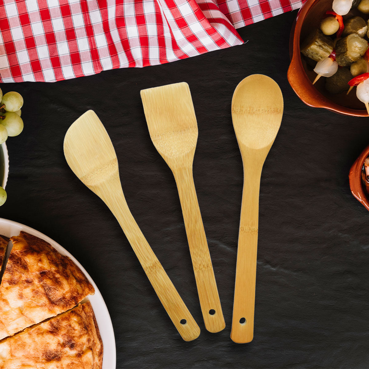 Set de 3 Utensilios de Bamboo para Cocina