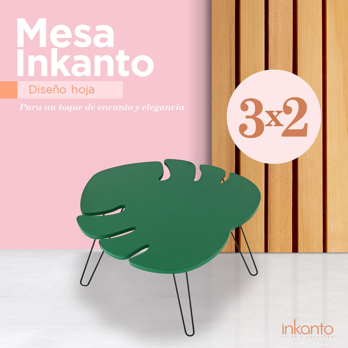 Mesa de Madera en Forma de Hoja, Inkanto ¡3x2!