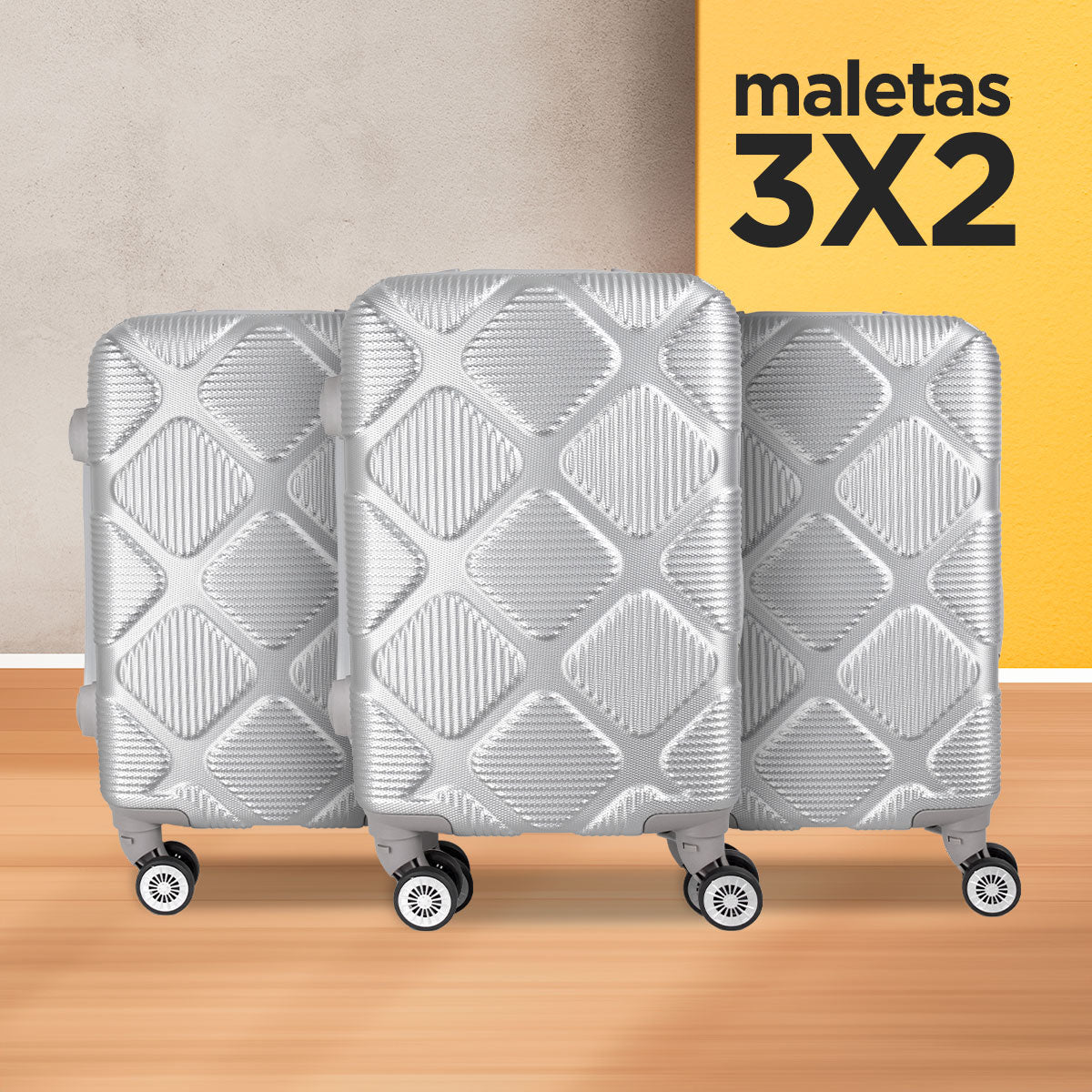 Set de Maletas de Viaje Gray: ¡Llévate 3 y paga 2!, 37x23x55cm