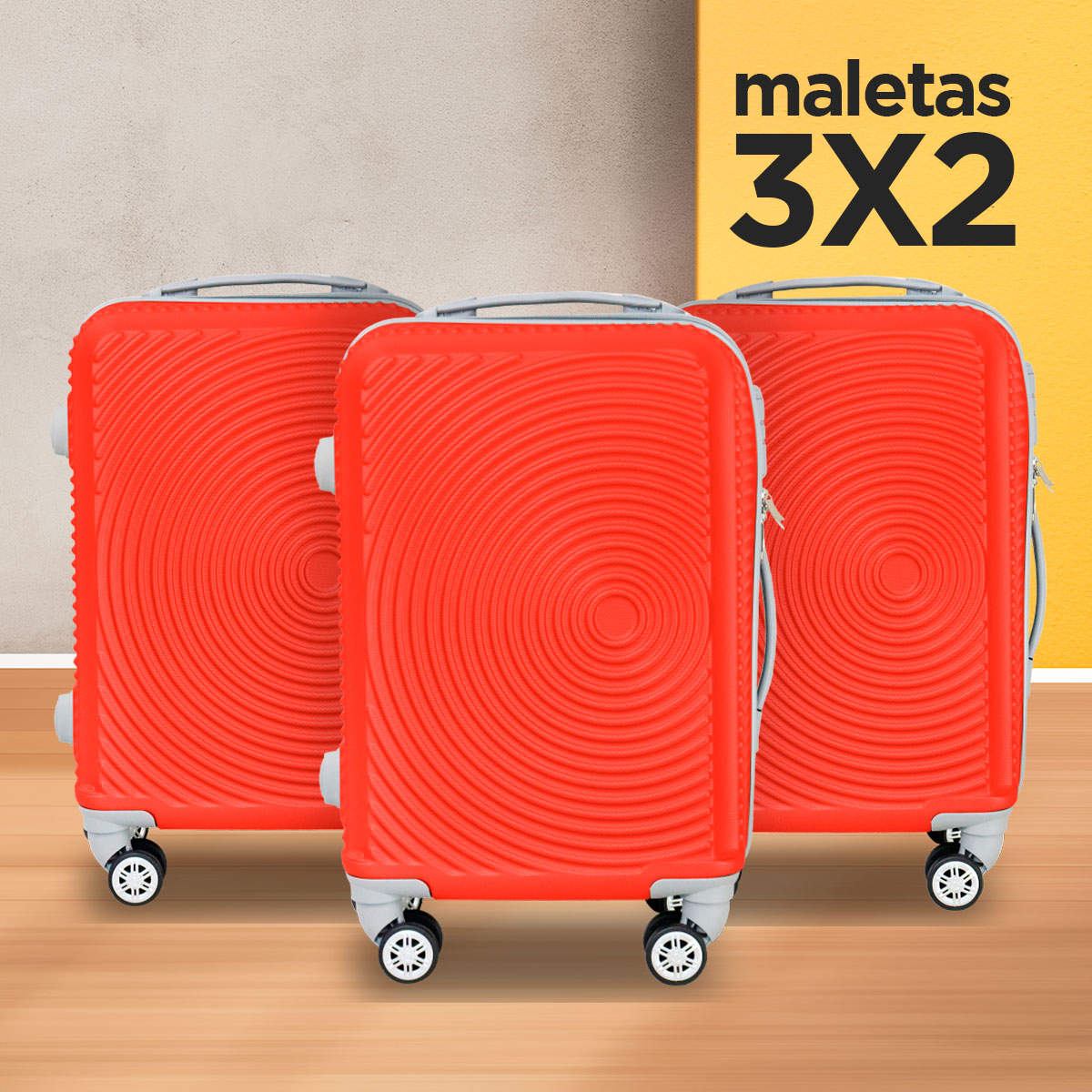 Set de Maletas de Viaje Meteorix: ¡Llévate 3 y paga 2!, 37x23x55cm