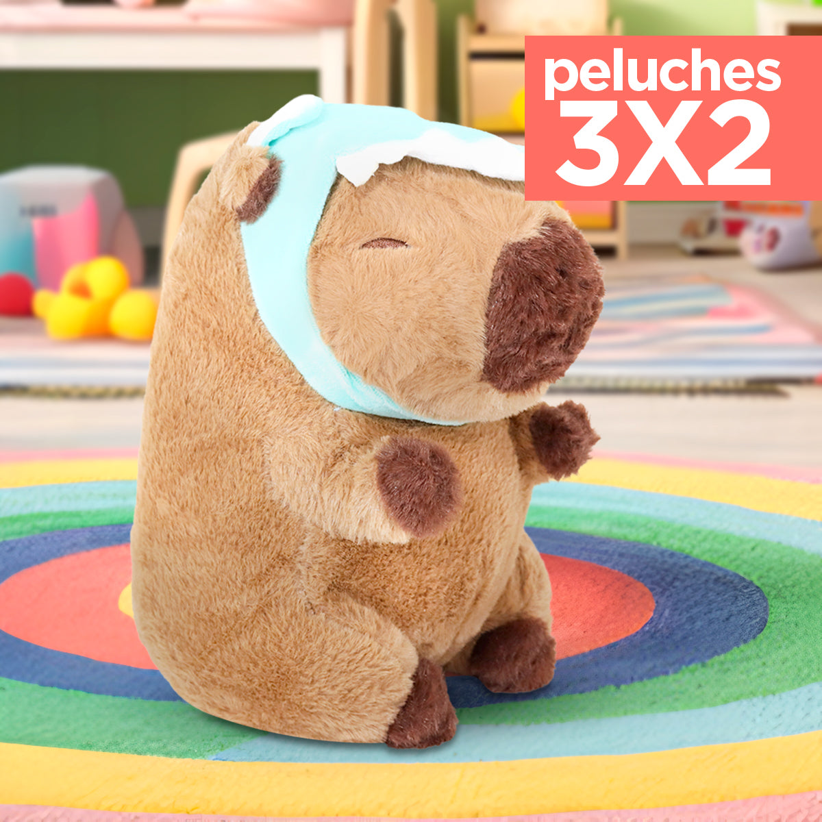 Kit de Peluche, Capibara con Sombrero Cocodrilo ¡Llévate 3 y paga 2!