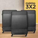 Set de Maletas de Viaje Voyager, color Negro: ¡Llévate 3 y paga 2!, 49x29x75cm