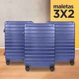 Set de Maletas de Viaje Líneas, color Azul: ¡Llévate 3 y paga 2!, 43x26x65cm