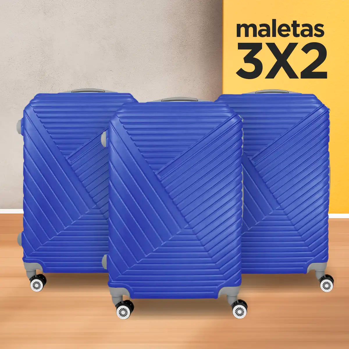Set de Maletas de Viaje Morf, color Azul Rey: ¡Llévate 3 y paga 2!, 43x26x65cm