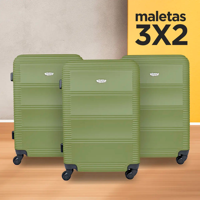 3x2 Maleta de Viaje Belice, Color Olivo, 43x26x65cm