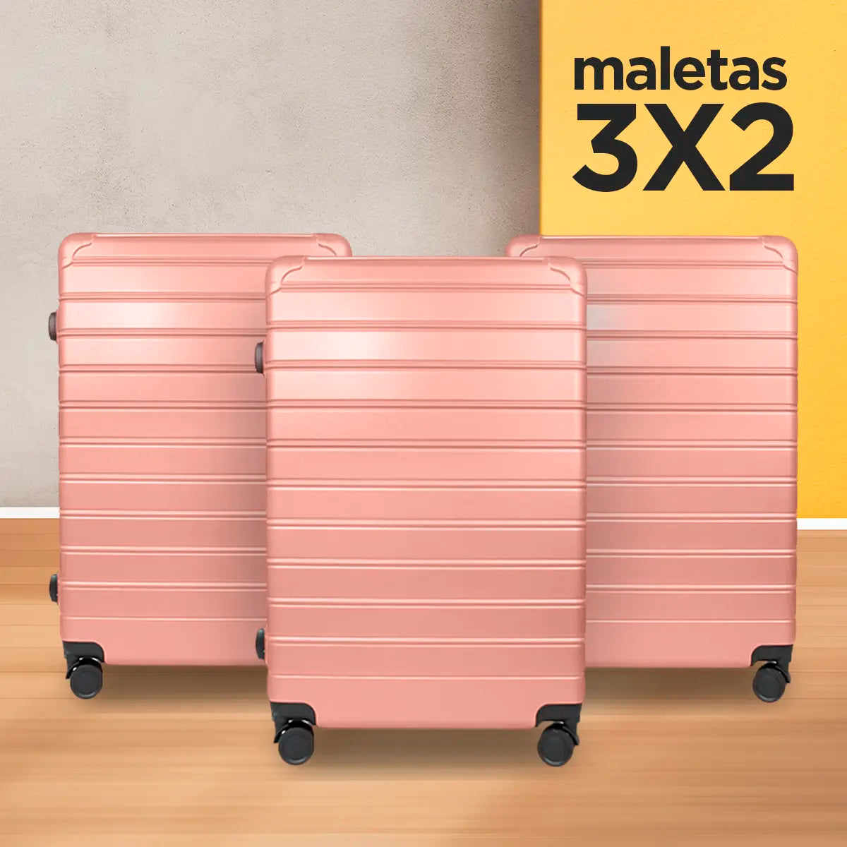 3x2 Maleta de Viaje Líneas, color Rosa 49x29x75cm