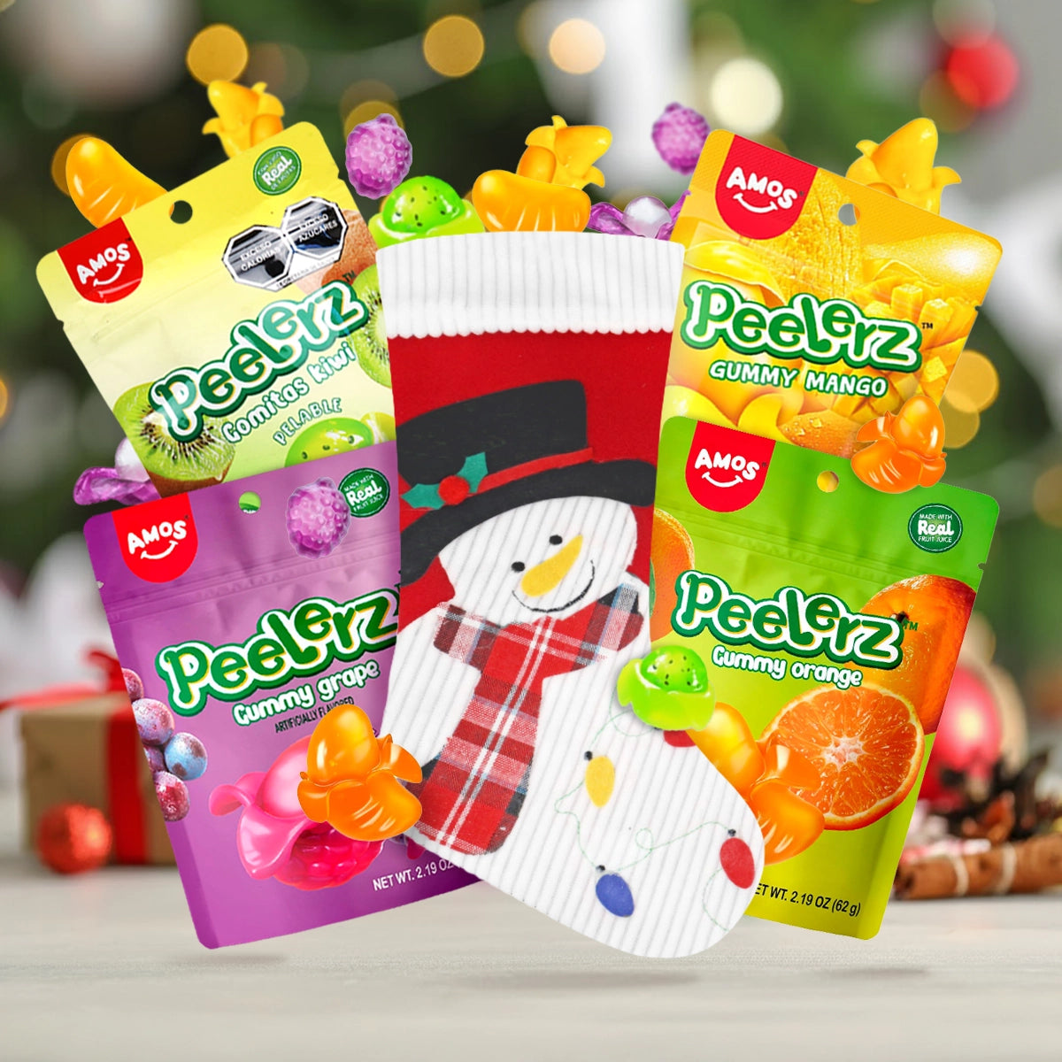 Kit Navideño, Bota Navideña Diseño Muñeco de Nieve + Gomitas Pelables