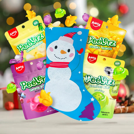 Kit Navideño, Bota Navideña Color Azul + Gomitas Pelables