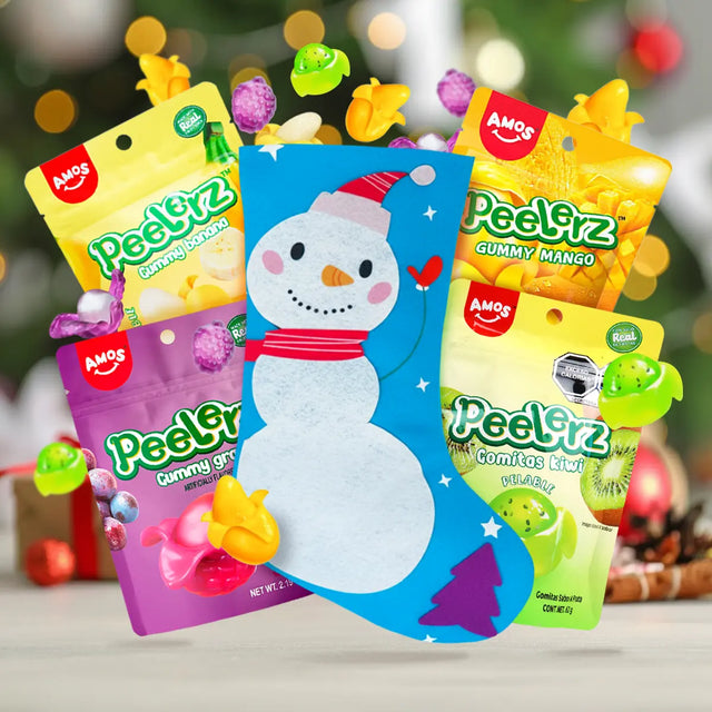 Kit Navideño, Bota Navideña Color Azul + Gomitas Pelables