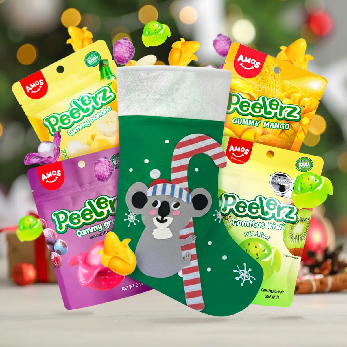 Kit Navideño, Bota Navideña Diseño Koala + Gomitas Pelables