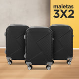 Set de Maletas de Viaje Osaka, Color Negro: ¡Llévate 3 y paga 2! 34x21x50cm