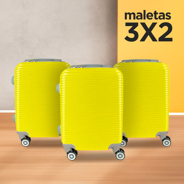 Set de Maletas de Viaje Sol, Color Amarillo: ¡Llévate 3 y paga 2! 34x21x50cm
