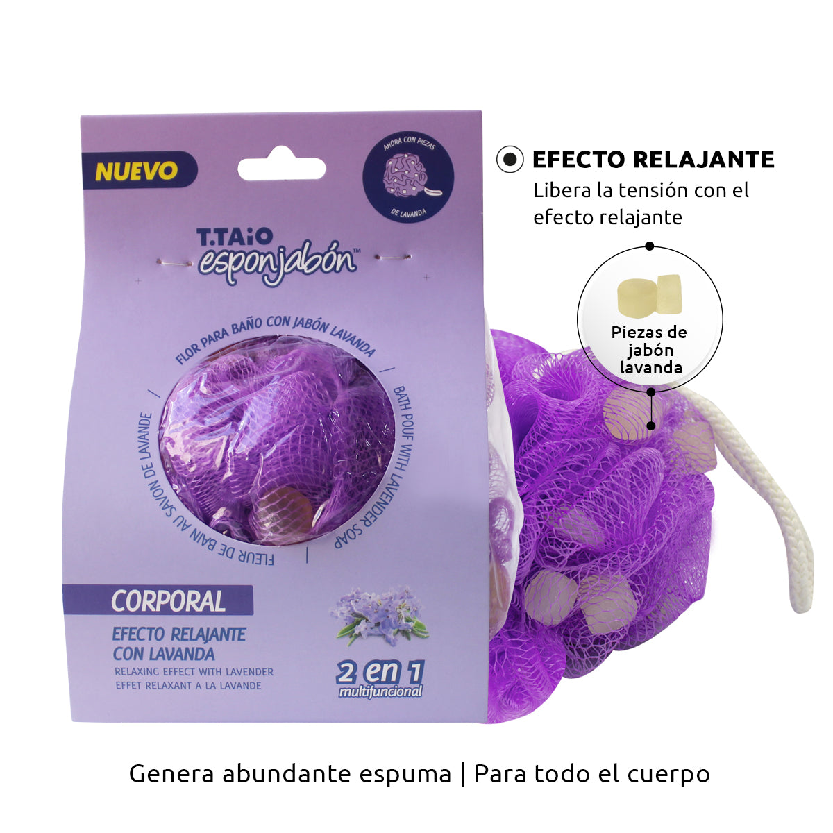 Borla, Esponja con Jabón de Lavanda, 2 en 1