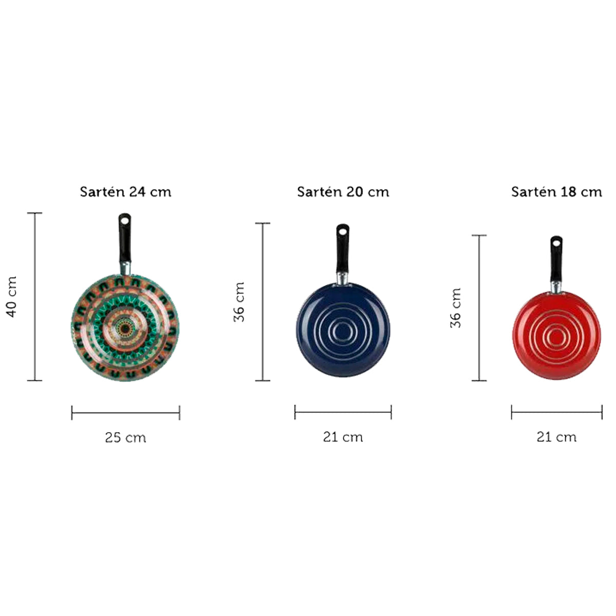 JUEGO DE SARTENES EKCO-VASCONIA MOD. 3 PACK HIPPIE CHIC 18,20,24 CM**