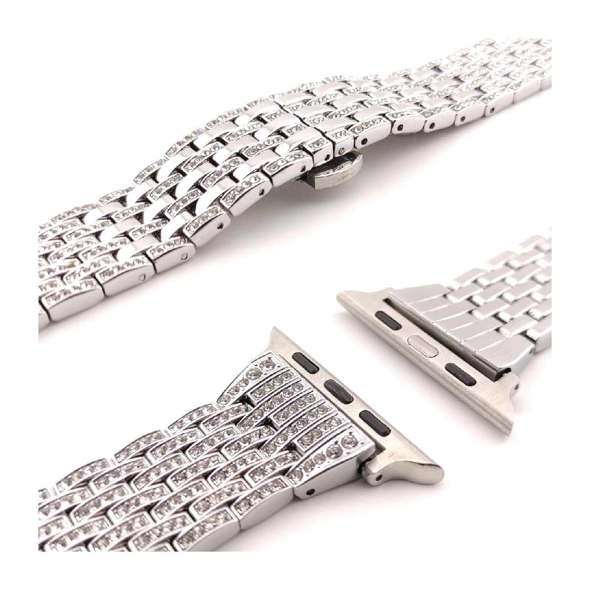 Correa de Reloj con Diamantes para Apple Watch color Plata