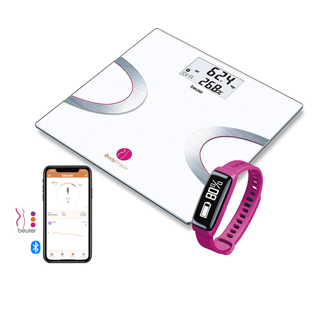 Báscula Diagnóstica de Baño para Personas BF710 con Conexión Bluetooth + Sensor de Actividad, Mide Masa Muscular, Masa Ósea y Calculo de IMC / BF710 + AS81 Marca Beurer