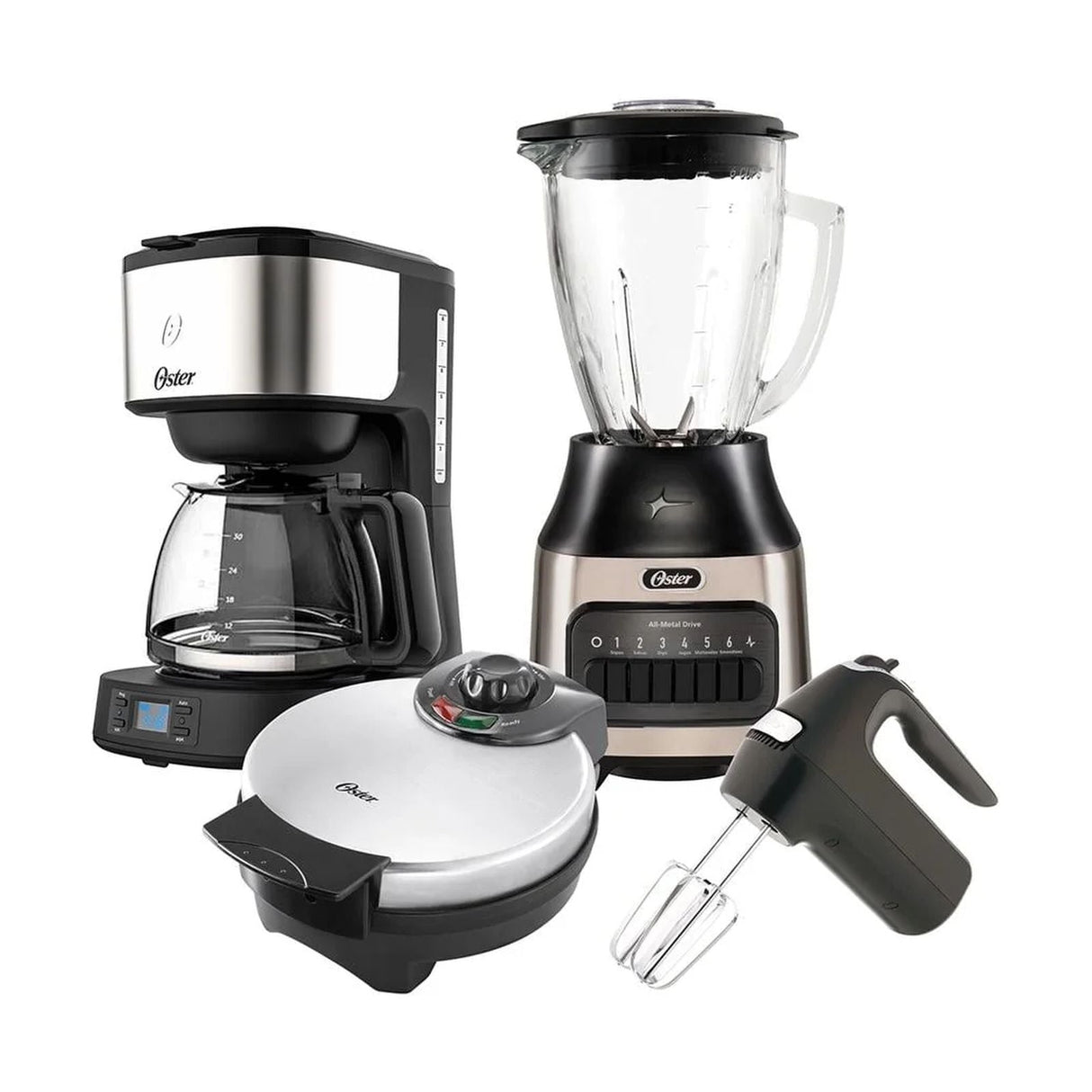 Combo Aniversario Oster Licuadora + Cafetera + Batidora + Waflera 2213667