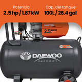 Compresor de aire, lubricado, horizontal 100L 2HP 110V 200L/min DAEWOO