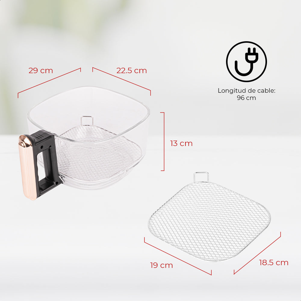 Freidora de Aire con Cesta de Vidrio Templado