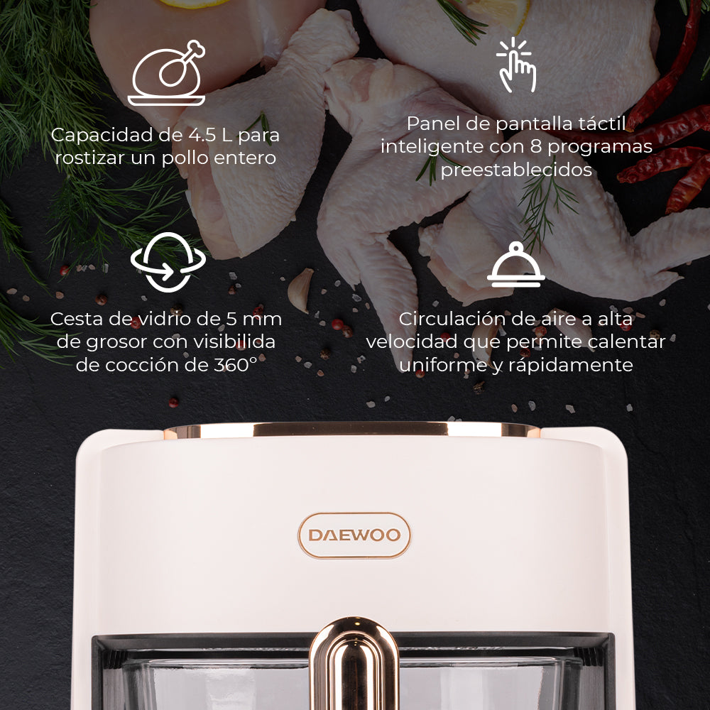Freidora de Aire con Cesta de Vidrio Templado