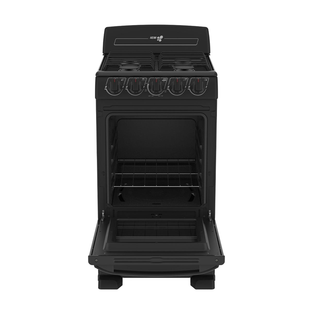 Estufa de Piso IEM 20 Pulgadas 4 Quemadores Negra EI5020BAPN1