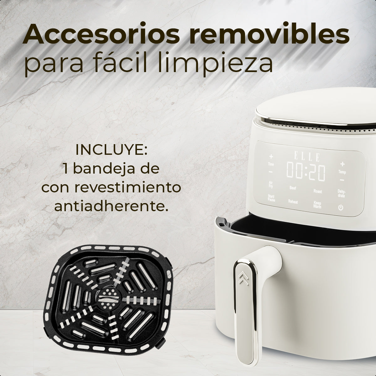 Freidora de Aire ELLE 5L Multifunción con Pantalla Táctil EKAFP501WH