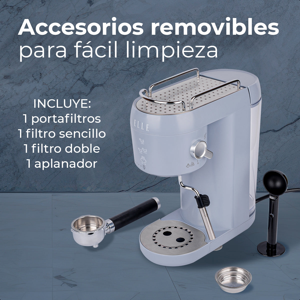 Máquina Espresso Elle 1l Con Espumador 20 Bar Control Táctil