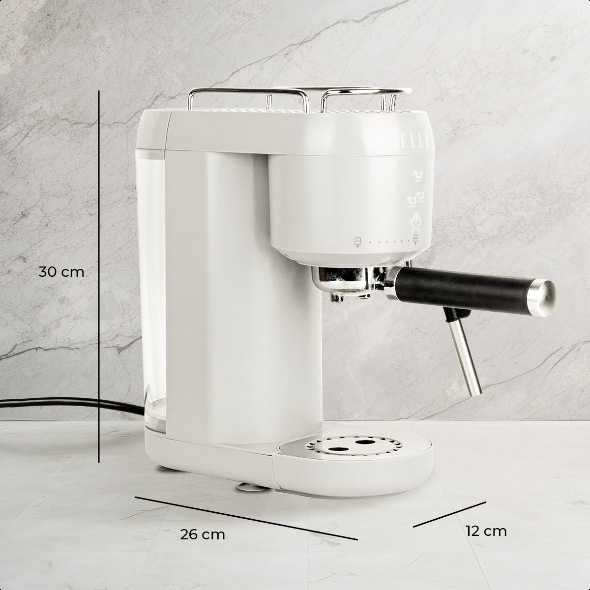 Máquina Espresso ELLE 1L con Espumador 20 Bar Control Táctil