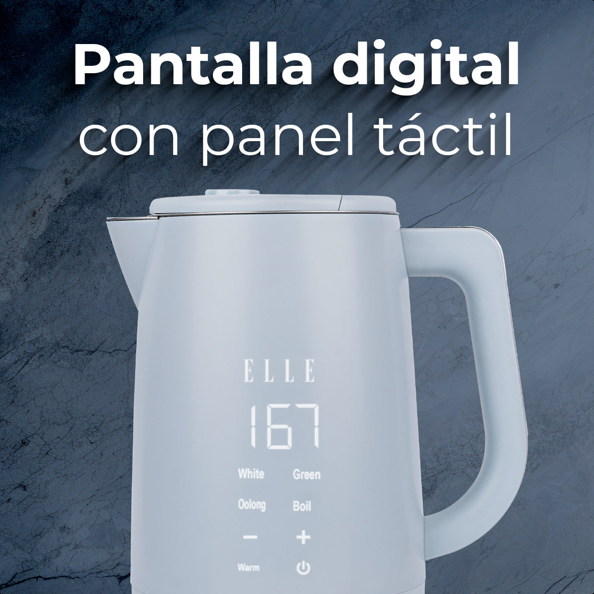 Hervidor ELLE Digital 1.7L Control Táctil Controlador Strix EKWKP101BU