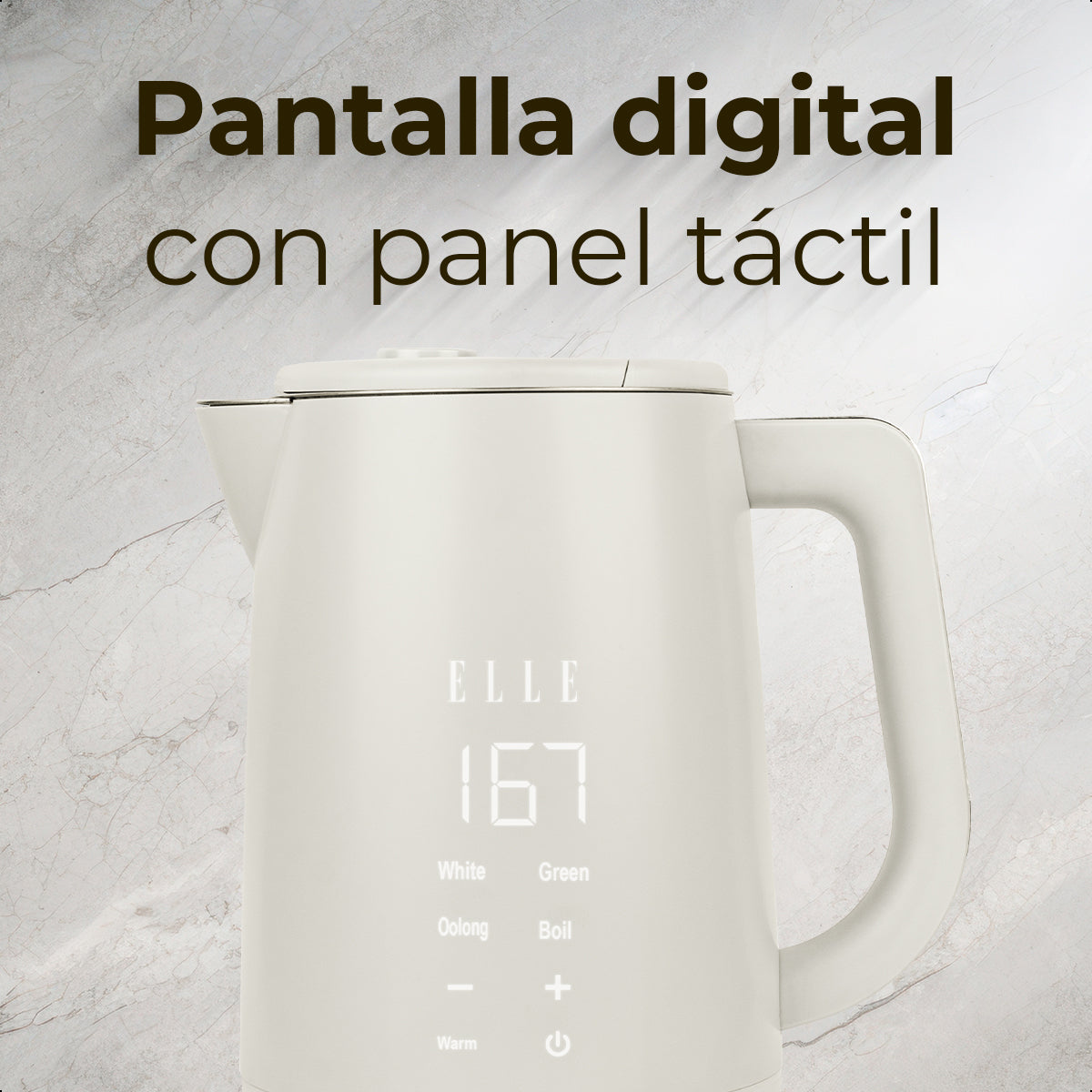 Hervidor ELLE Digital 1.7L Control Táctil Controlador Strix EKWKP101WH