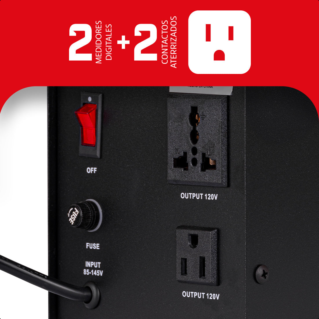 Regulador de Voltaje 2500VA-1500W 2 contactos, ENERGIZER