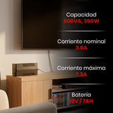 No Break UPS 600VA-360W 6 contactos, ENERGIZER