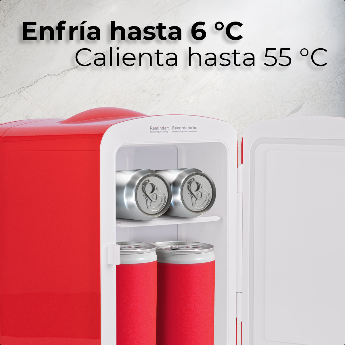 Mini Refri ELLE 4L Portátil 6 Latas Dual Frío/Calor ESDAF101RD