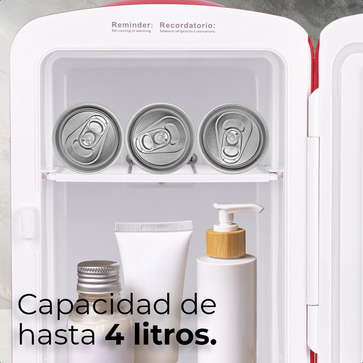 Mini Refri ELLE 4L Portátil 6 Latas Dual Frío/Calor ESDAF101RD