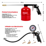 Pistola para pintado, Pistola de aire con manguera de 5m, pistola para inflado con 3 boquillas y pistola de lavado ENERGIZER
