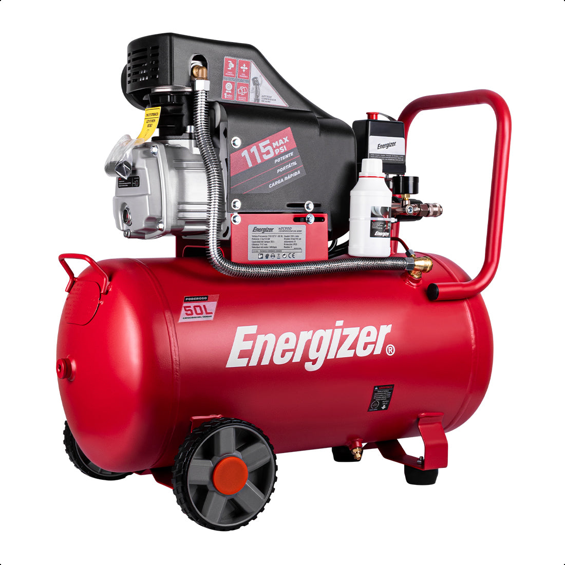 Compresor de aire, lubricado, horizontal 50L 2HP 110V 115psi ENERGIZER