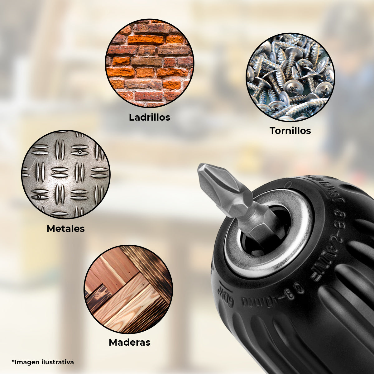 Taladro + Cargador + Bateria 2Ah 3/8