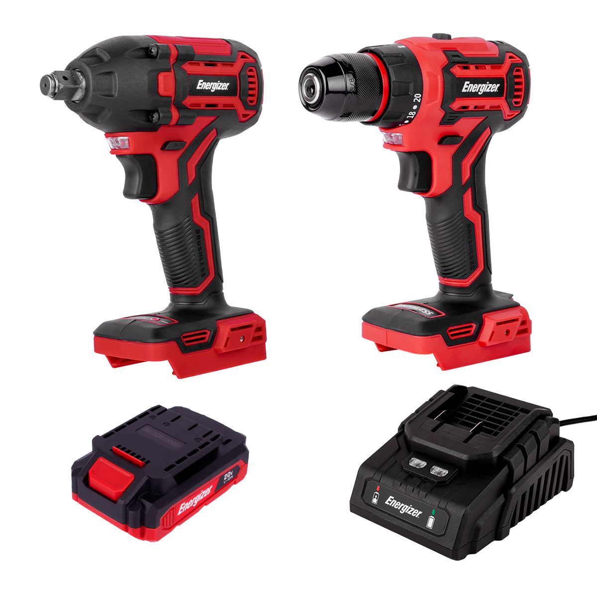 Taladro + Llave de impacto, + Cargador + Bateria 2Ah